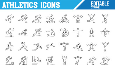 Icons for Fitness, Sports, and Athletics Featuring Weightlifting