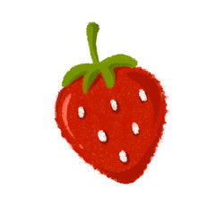 Cute hand-painted strawberry with soft texture and vibrant red color, ideal for food or summer-themed designs