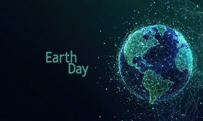 Earth day digital globe background with network connections and dots design