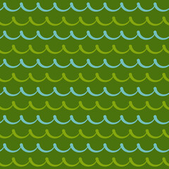 Abstract Wave Pattern in Green and Blue