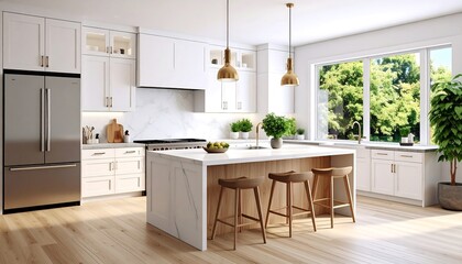 Modern kitchen with large window