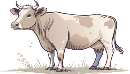 Cow illustration vector design, Cow logo and icon design