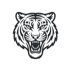 Fierce Tiger Head Logo Design with Roaring Expression for Sports Teams, Wildlife Conservation, and Bold Brand Identity