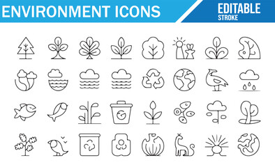 Vector Icons for Nature, Water, and Ecological Sustainability