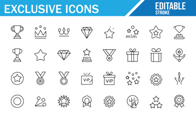 Editable Award and Recognition Icon Set for Prestigious Achievements