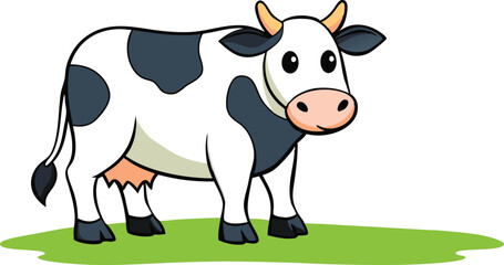 Cartoon Cow illustration vector design, Cow icon design, Cow in field illustration vector design