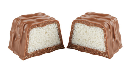 Isolated Coconut Chocolate Bar Cut in Half