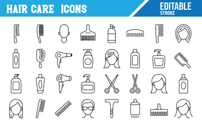 Fototapeta premium Beauty and Hair Care Icon Set for Stylists and Salons