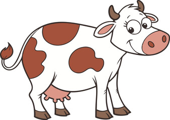 Cartoon Cow illustration vector design, Cow logo design, Cow in white background illustration vector design