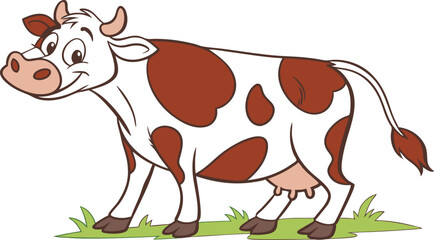 Cartoon Cow illustration vector design, Cow logo design, Cow in field illustration vector design