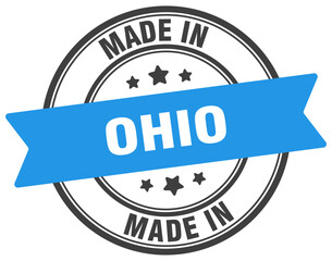 Made in Ohio round sign. Made in Ohio stamp.