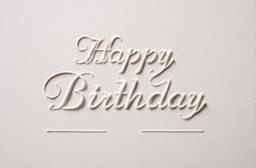 White background, in the middle is written the phrase happy birthday dear and there is a line for the name.