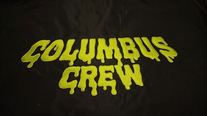 Embroidery text work isolated on Black background 