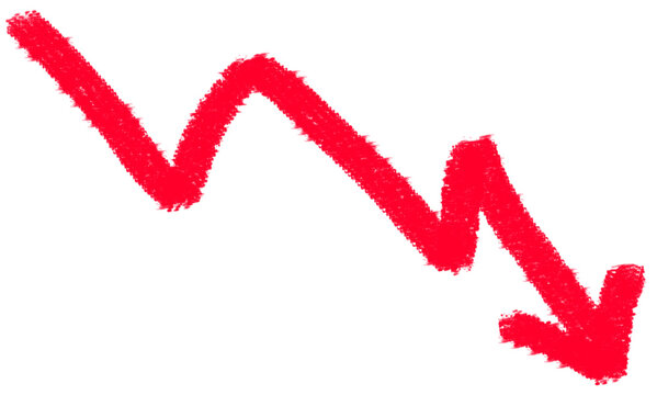 Red arrow pointing down with transparent background