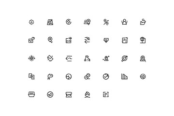 black and white icons set