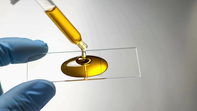  Lab Technician Dropping Liquid onto a Glass Slide