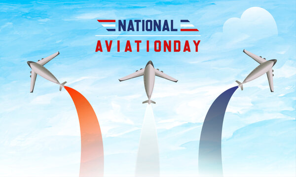 National Aviation Day Jets with Red White Blue Contrails in Clear Sky
