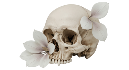 Isolated Skull with Flowers