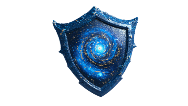 Stunning cosmic shield with swirling galaxy design inspires protection and wonder