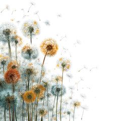 Obraz premium Dandelions in a swirling cloud