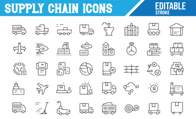 Logistics and Transportation Icons for Supply Chain Management