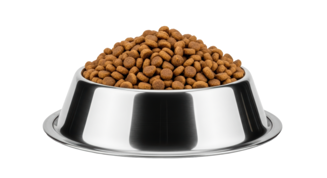 Isolated Bowl of Dry Dog Food