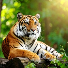 Fototapeta premium Majestic tiger in lush forest