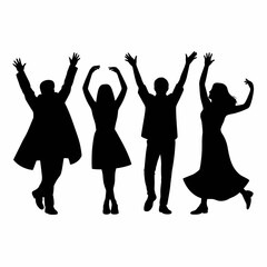 Fototapeta premium Celebration Silhouettes of Joyful People Dancing