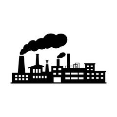 Obraz premium Industrial Factory Silhouette with Smoke Stacks