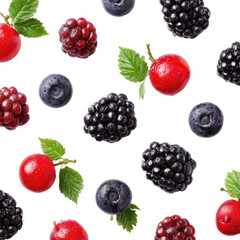 Vibrant berry pattern on black background
