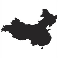 Obraz premium China Sillouette Map Vector Isloated On White Background