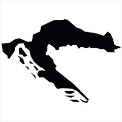 Croatia Sillouette Map Vector Isloated On White Background