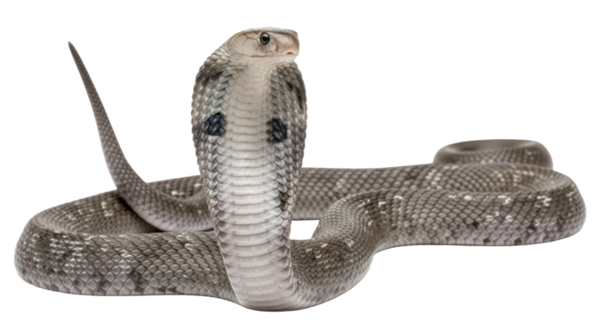 Isolated Cobra snake in defensive position