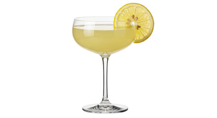 Isolated Cocktail Glass with Lemon Slice