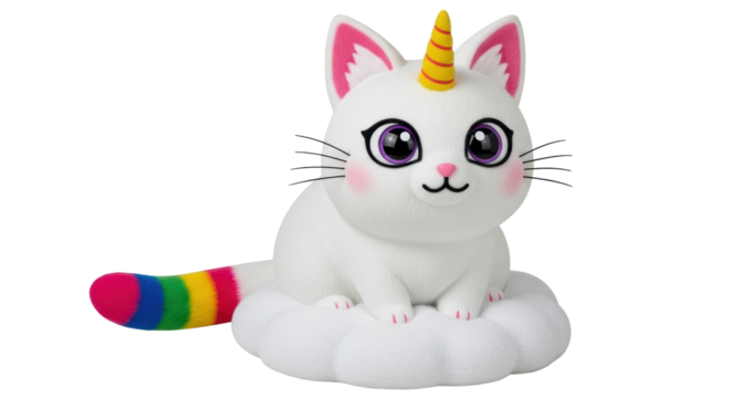 Isolated Cat Unicorn on Cloud