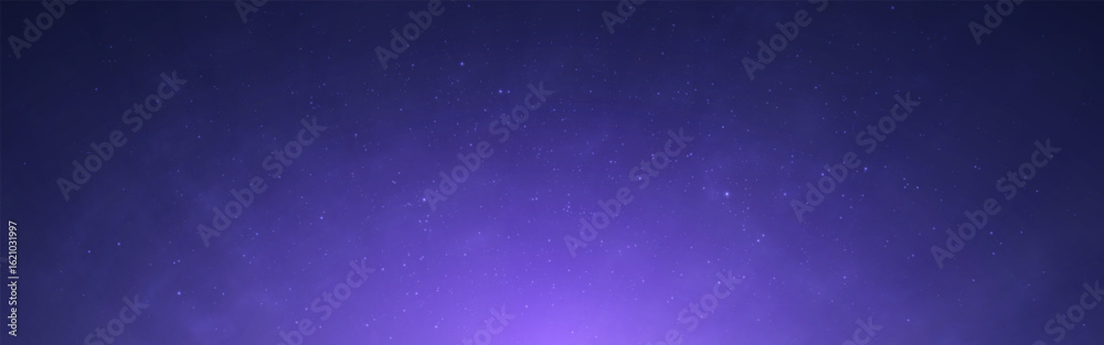 Wall mural purple space background with glowing stars and soft gradient. color nebula with stardust for univers
