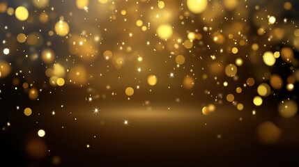 Festive golden sparkles and twinkling lights on a dark background for celebration and holiday design.