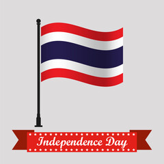Flat Thailand Independence Day With Waving Flag