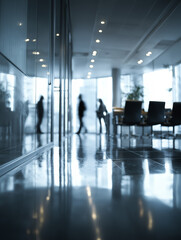 modern office space, people out of focus, professional work environment setting, interior, business background, backdrop, commercial business themed design, dynamic, corporate business