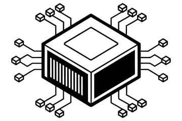 Vector of CPU Chipset with Labeled Tech Components