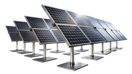 Array of Solar Panels for Green Energy on Transparent Background array solar
