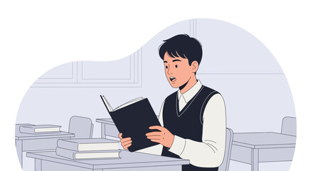 Student Reads An Exciting Book In Class About Future Discoveries