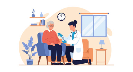 Vaccination Drive At Home Doctor Injecting Vaccine For Senior Patient