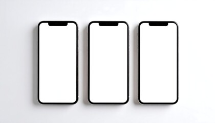 Three smartphones on a light surface