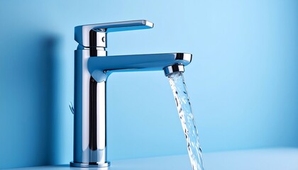 Modern faucet with flowing water