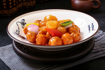 Chinese food, Cantonese food, pineapple Sweet and sour pork