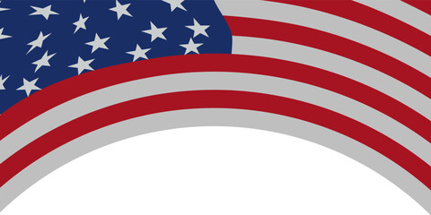 US Flag. Official flag of the United States flies in the wind. USA symbol. Realistic flag of the United States of America. Icon isolated on white background.