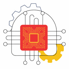 Abstract Closeup Microchip Circuit Vector Background
