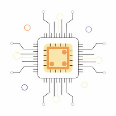 Abstract Closeup Microchip Circuit Vector Background