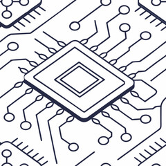 Abstract Closeup Microchip Circuit Vector Background